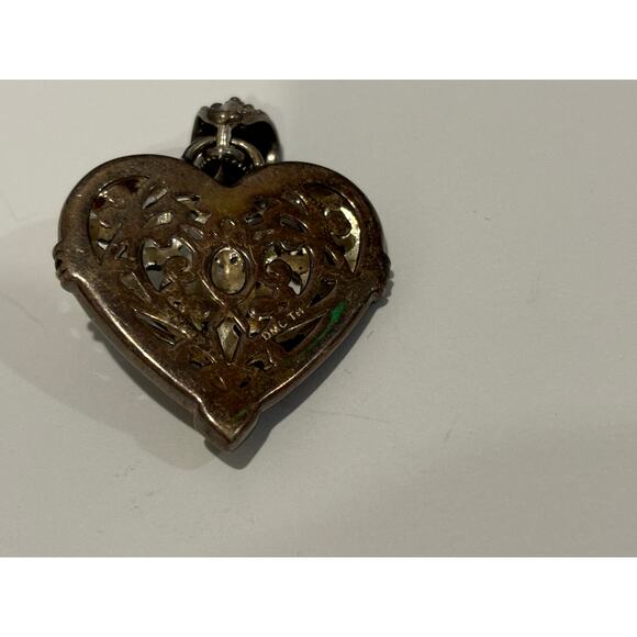 Sterling Silver & 14k Gold DMC Filigree Heart Pendant Vintage - Picture 5 of 6